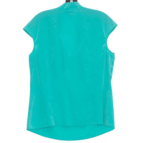 St John Womens Top Silk Sleeveless Luxury Minimalist Glam Tie Turquoise Size 12 - Picture 6 of 6